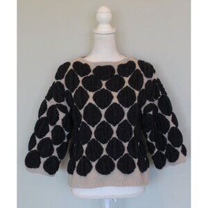 HUMANOID Lagenlook Thick Chunky Merino Wool Mohair Dots Sweater, Size XS